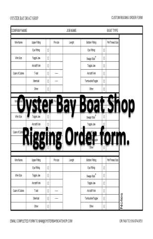 Oyster Bay Rigging Order form